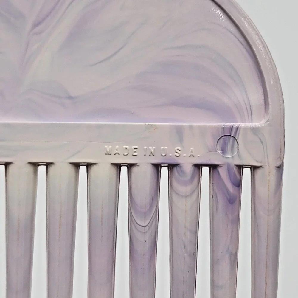 Vintage ACE Goody Genuine Hair Pick Pocket Comb Purple Marble Swirl USA Retro
